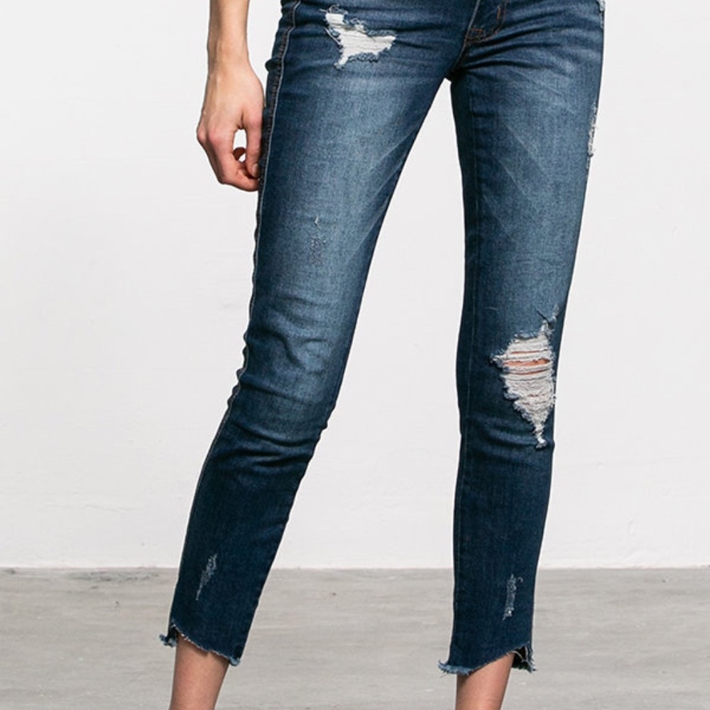 High Rise Distressed Ankle Jeans - Picture 6 of 6